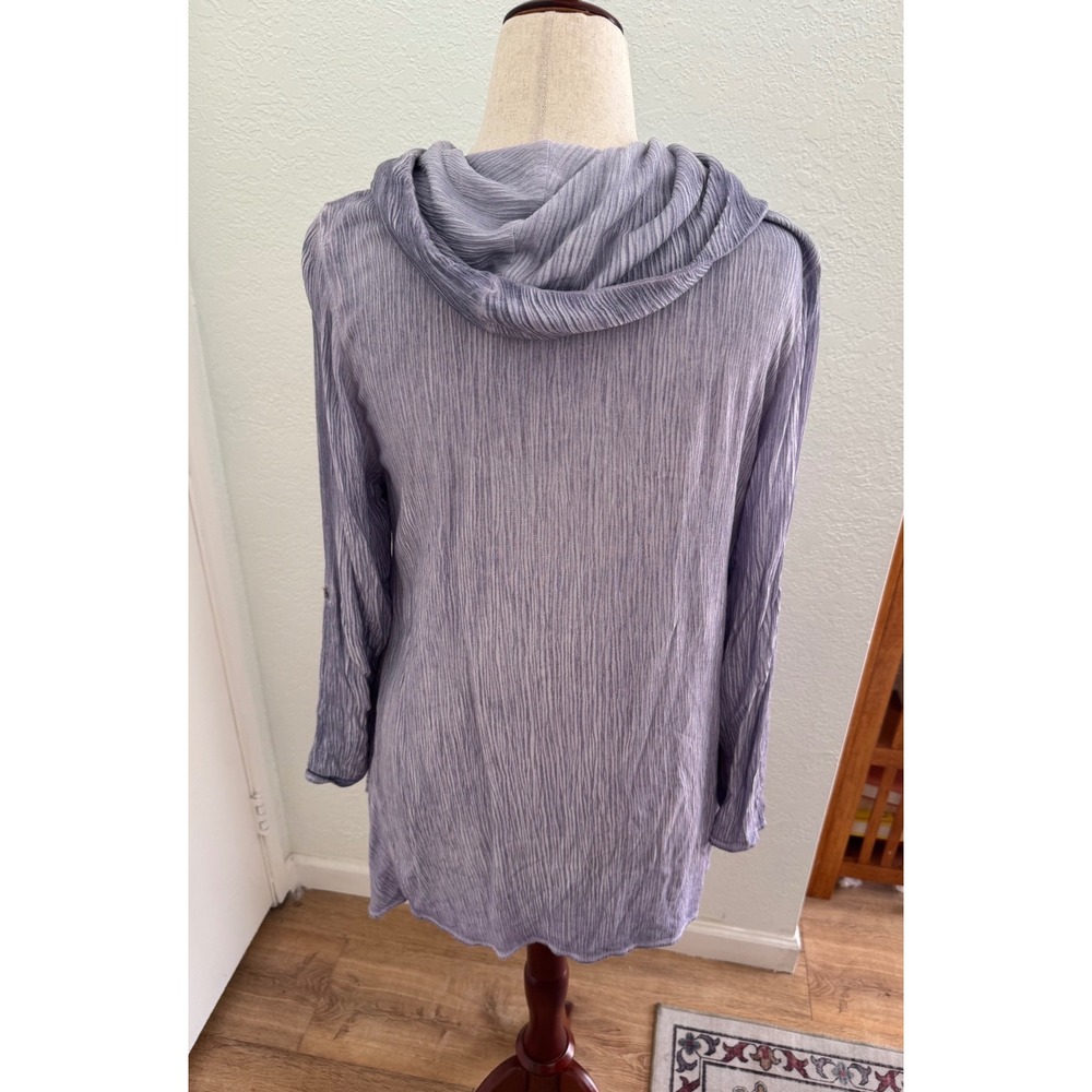 Soft Surroundings Crinkle Asymmetric Cowl Neck Tunic Top Boho Size Petite Large - Picture 3 of 12